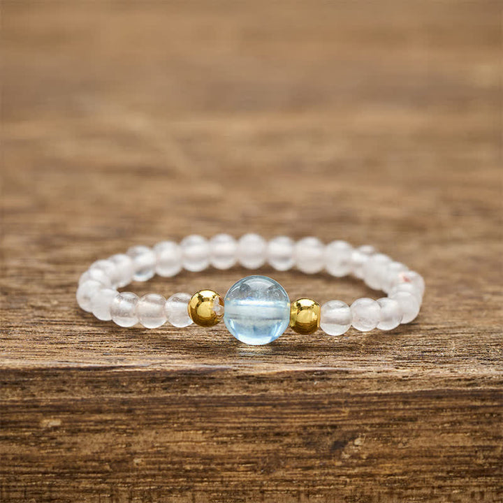 Buddha Stones 2 mm mini kralen natuurlijke rhodoniet aquamarijn topaas rozenkwarts helende elastische Ring - Natuurlijke rozenkwarts (kleur kan variëren) + natuurlijke aquamarijn (kleur kan variëren) (2 mm + 4 mm) - image 13