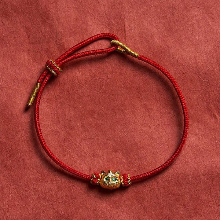 Buddha Stones Handgeweven armbandje van rood koord met schattige Armband - image 3