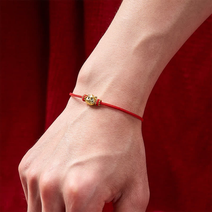 Buddha Stones Handgeweven armbandje van rood koord met schattige Armband - image 4