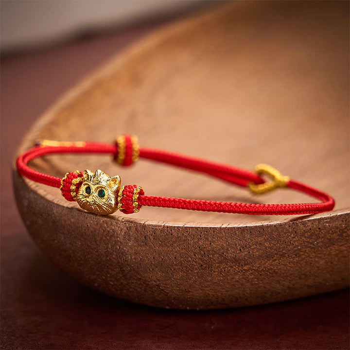 Buddha Stones Handgeweven armbandje van rood koord met schattige Armband - image 1