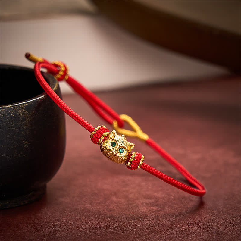 Buddha Stones Handgeweven armbandje van rood koord met schattige Armband - image 2