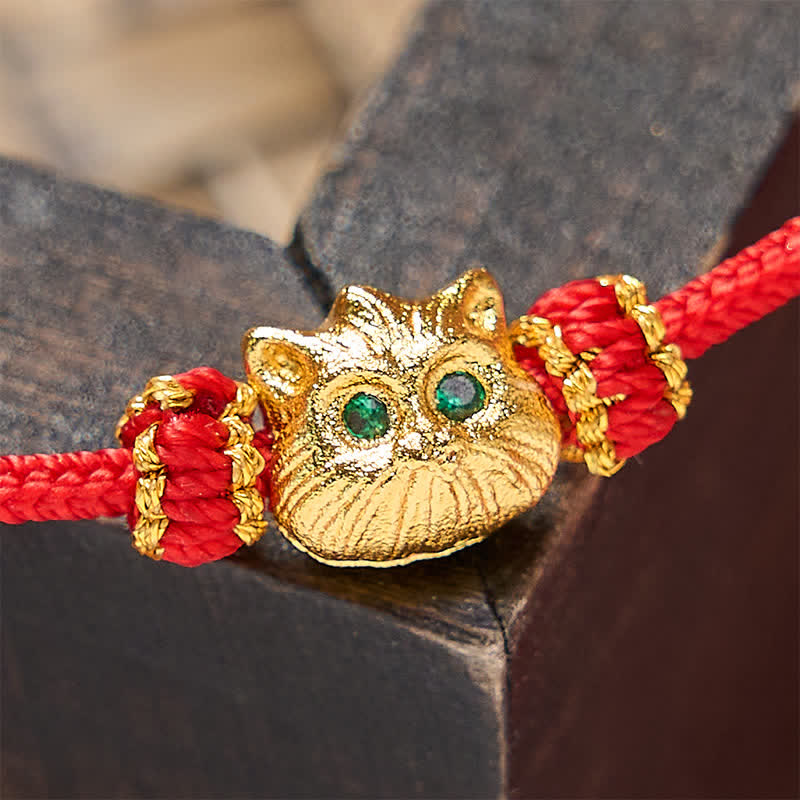 Buddha Stones Handgeweven armbandje van rood koord met schattige Armband - image 5