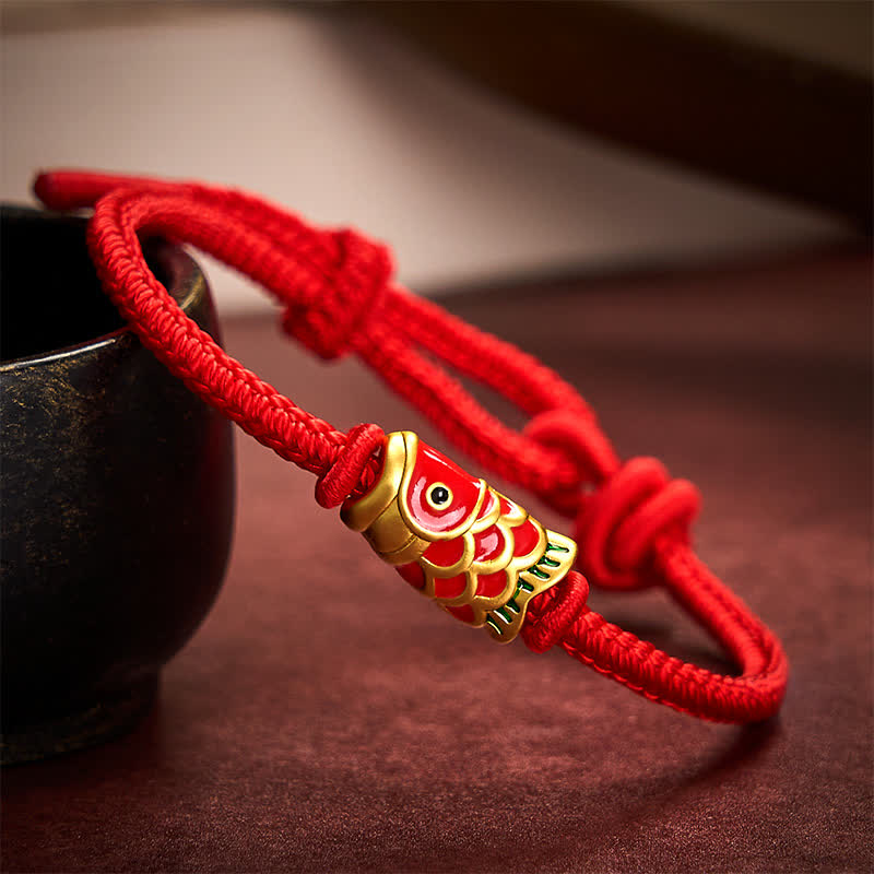 Buddha Stones Handgeweven rode armband met koi-vismotief en verstelbaar gevlochten Armband. - Rood - 5,91-7,48 inch (15-19 cm) - image 8