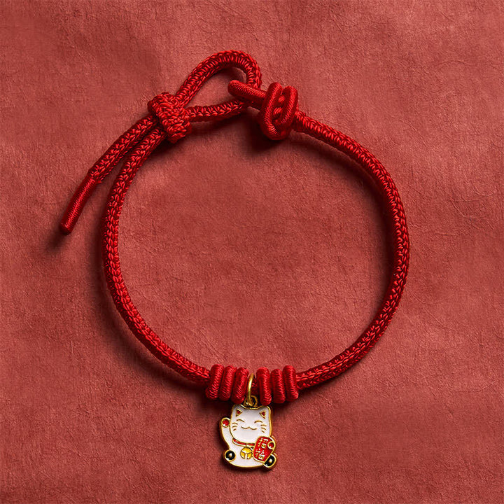 Buddha Stones Handgemaakte gevlochten rode Armband met gelukskat-symbool (Fu-figuur) - image 11