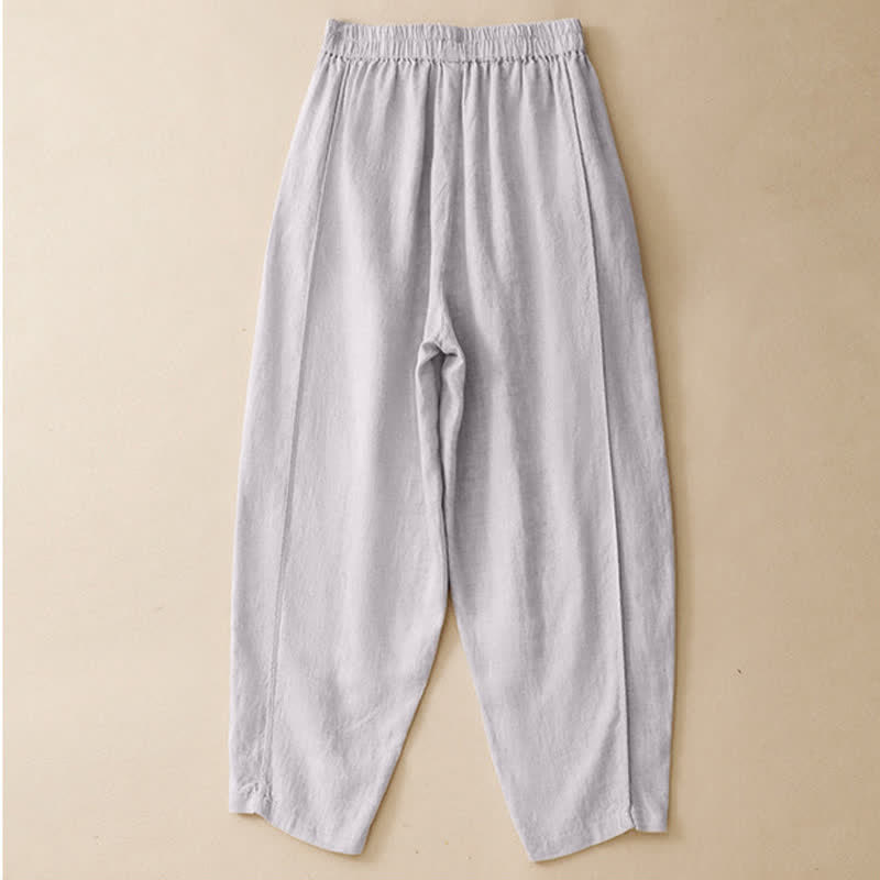 Buddha Stones Zomerse casual minimalistische effen Cropped broek met verticale naad, harembroek voor dames met Zakken - image 1