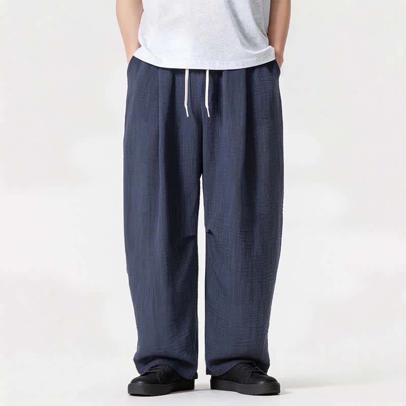 Buddha Stones Lente/Zomer Casual Minimalistische Lang Broek met Trekkoord en Zakken - image 1