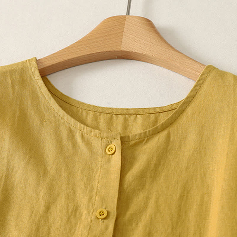 Buddha Stones Zomerse casual minimalistische Overhemden top met geometrische print en Mouwloos voor dames - image 1
