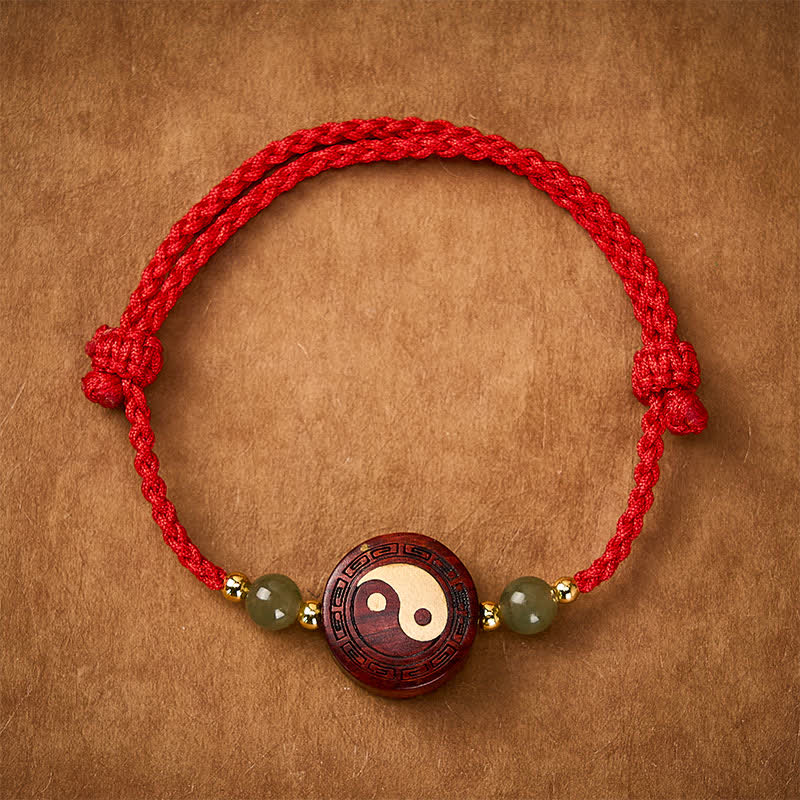 Buddha Stones Paarse sandelhout jade YinYang balans rode koord Armband - YinYang(Balans ♥ Harmonie) - image 0