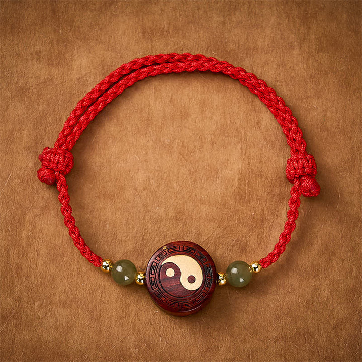 Buddha Stones Paarse sandelhout jade YinYang balans rode koord Armband - YinYang(Balans ♥ Harmonie) - image 0