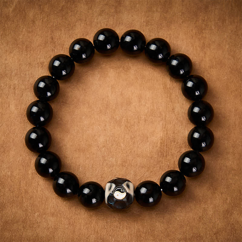 Buddha Stones Tibetaanse agaat Yin Yang rijkdom ronde kralen Armband - image 1