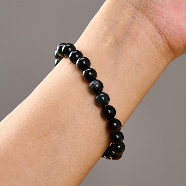 Buddha Stones Regenboog Obsidiaan Yin Yang Balans Ronde Kralen Armband - image 10