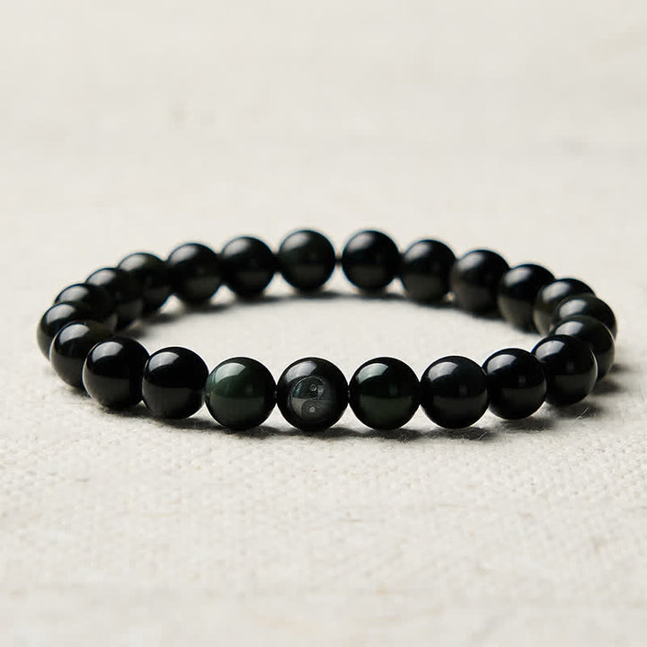 Buddha Stones Regenboog Obsidiaan Yin Yang Balans Ronde Kralen Armband - image 8