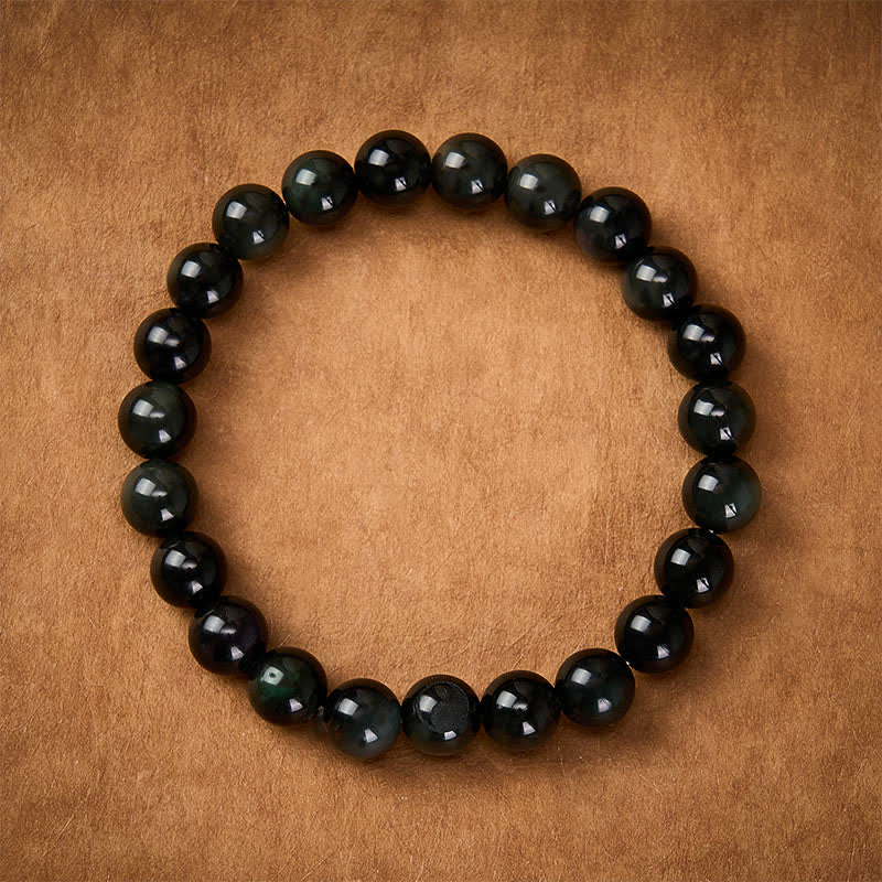 Buddha Stones Regenboog Obsidiaan Yin Yang Balans Ronde Kralen Armband - image 2