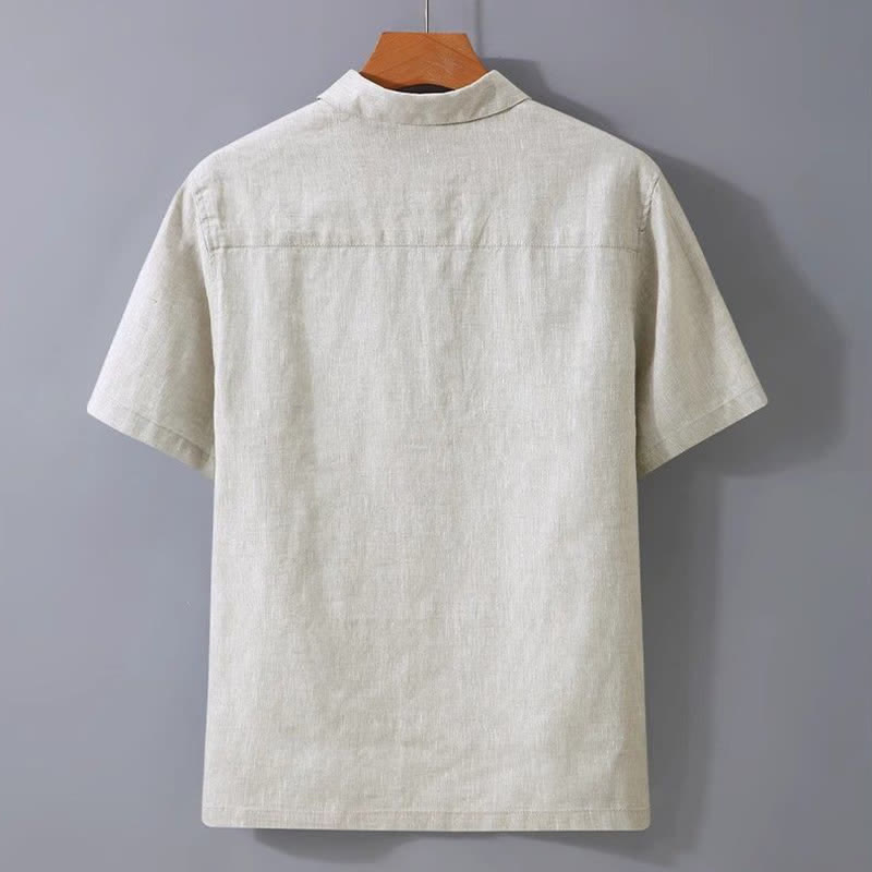 Buddha Stones Zomerse casual minimalistische effen Overhemden met Korte mouw - image 1