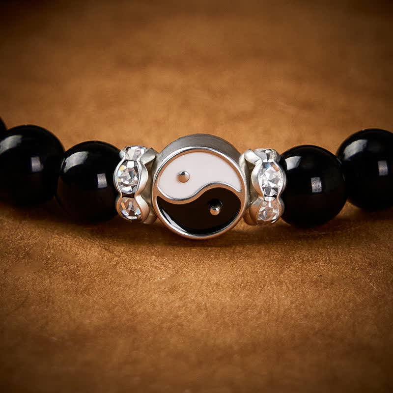 Buddha Stones Ronde Armband met Yin Yang-balans van zwarte obsidiaan - image 11