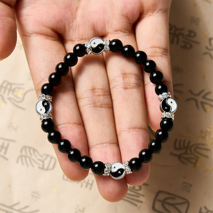 Buddha Stones Ronde Armband met Yin Yang-balans van zwarte obsidiaan - image 9