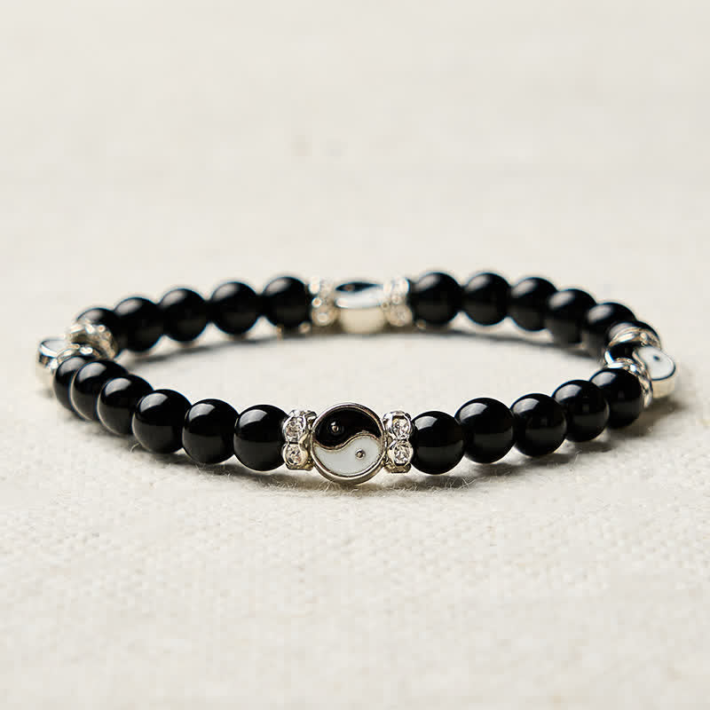 Buddha Stones Ronde Armband met Yin Yang-balans van zwarte obsidiaan - image 8
