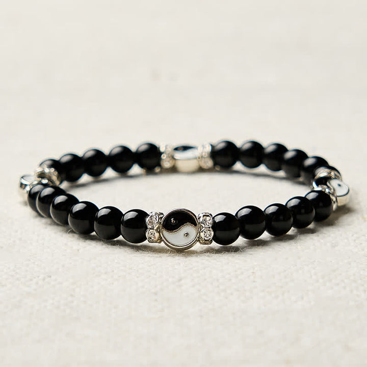 Buddha Stones Ronde Armband met Yin Yang-balans van zwarte obsidiaan - image 8