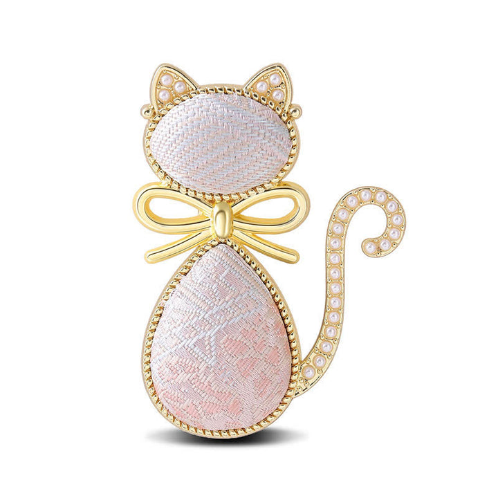 Buddha Stones Pearl Song Brocade Cat Bow Purity Broche - Roze (zelfde kleurtint – patroon kan variëren) - image 9