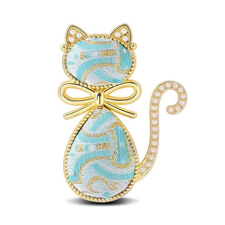 Buddha Stones Pearl Song Brocade Cat Bow Purity Broche - Lichtblauw (zelfde kleurtint – patroon varieert) - image 11