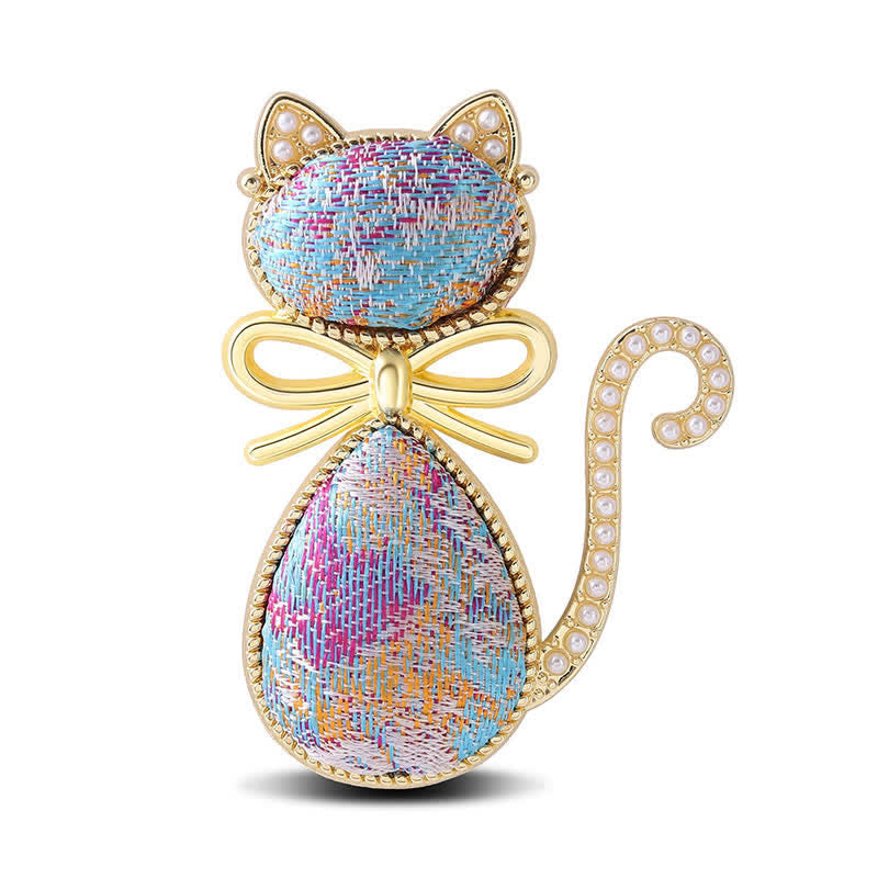Buddha Stones Pearl Song Brocade Cat Bow Purity Broche - Meerkleurig (zelfde kleurtint – patroon varieert) - image 8