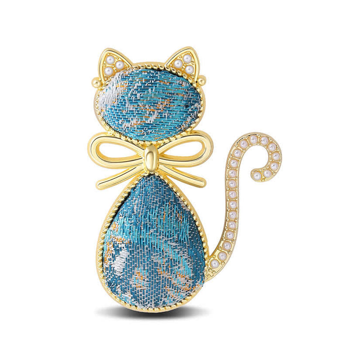 Buddha Stones Pearl Song Brocade Cat Bow Purity Broche - Diepblauw (zelfde kleurtint – patroon varieert) - image 12