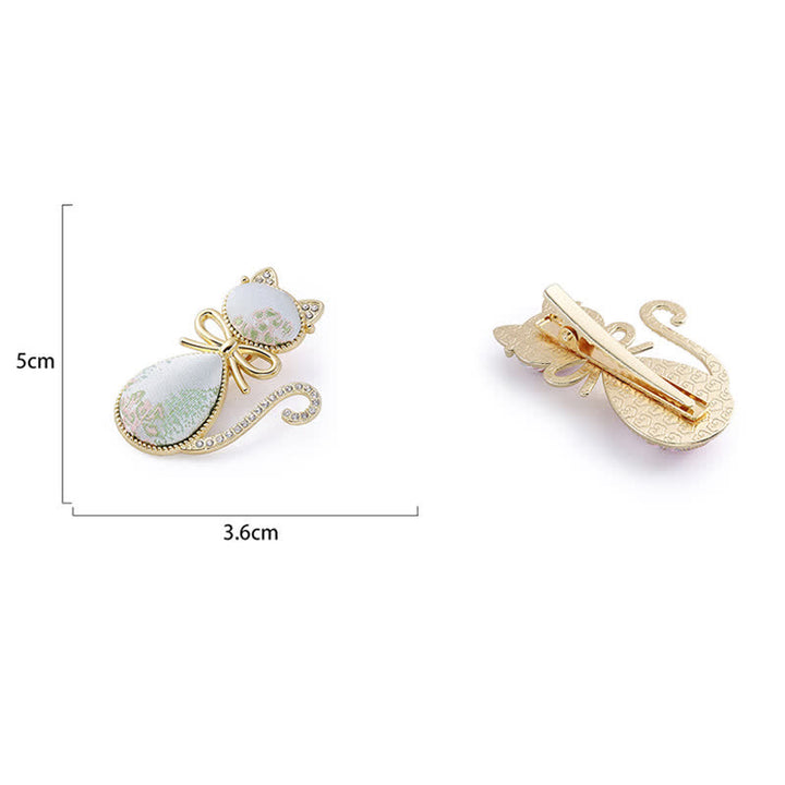 Buddha Stones Song Brocade Kat Verguld Strass Haarspeld Chinese Haarstaaf - image 7