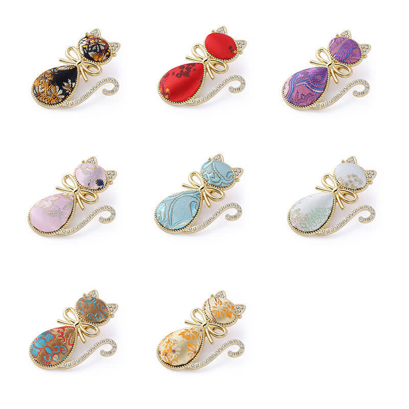 Buddha Stones Song Brocade Kat Verguld Strass Haarspeld Chinese Haarstaaf - image 1