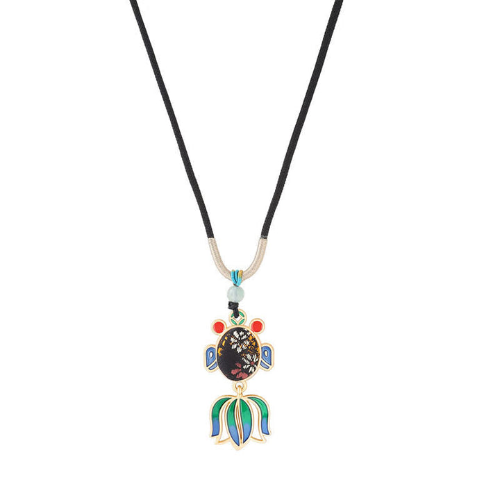 Buddha Stones Song Brocade Koi Fish Success Emaille Hanger Guofeng Ketting - Zwart (zelfde kleurtint – patroon kan variëren) - image 7