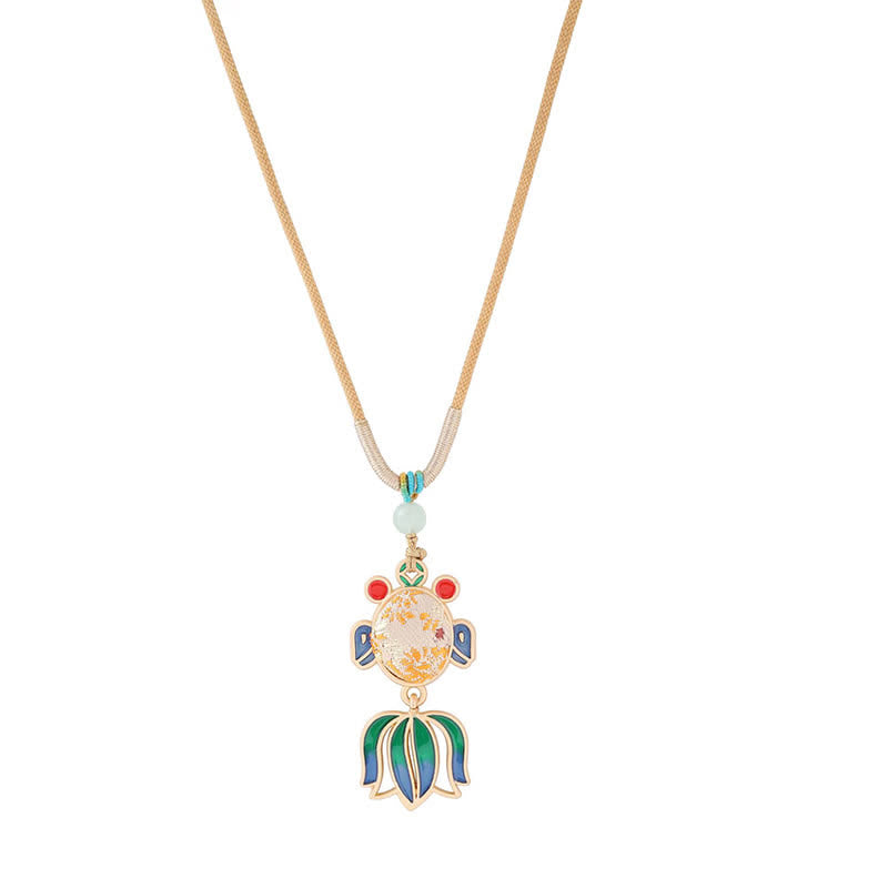 Buddha Stones Song Brocade Koi Fish Success Emaille Hanger Guofeng Ketting - Lichtgoud (zelfde kleurtint – patroon kan variëren) - image 8