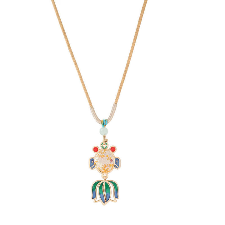 Buddha Stones Song Brocade Koi Fish Success Emaille Hanger Guofeng Ketting - Lichtgoud (zelfde kleurtint – patroon kan variëren) - image 8