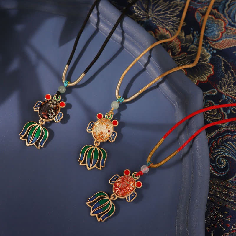 Buddha Stones Song Brocade Koi Fish Success Emaille Hanger Guofeng Ketting - image 1