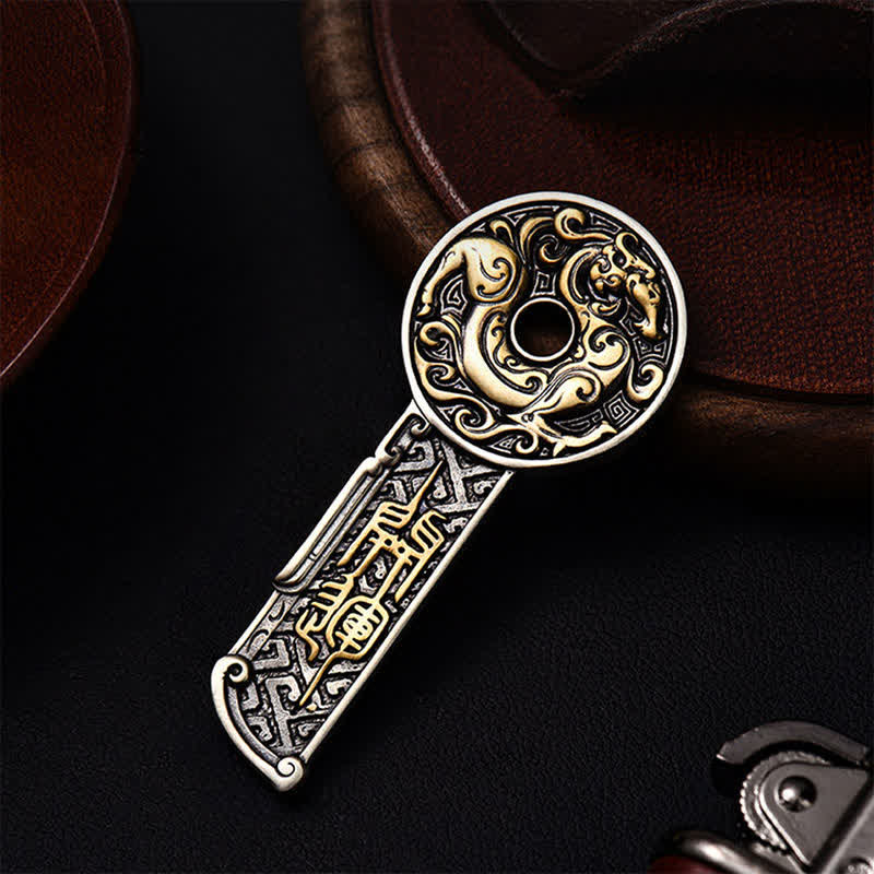Buddha Stones Vintage Ketting met koperen drakenkracht-munt. - image 8