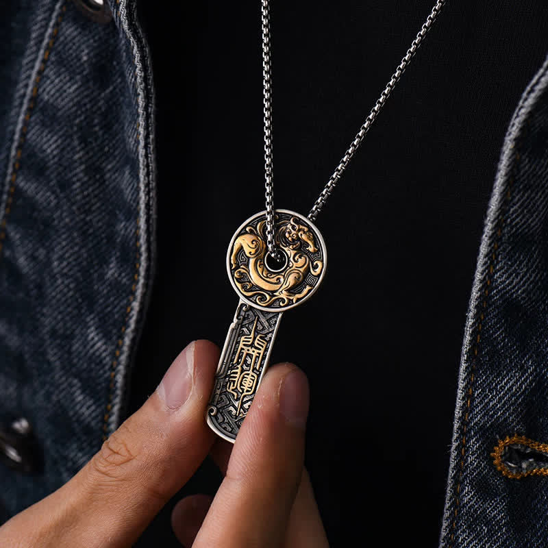 Buddha Stones Vintage Ketting met koperen drakenkracht-munt. - Koper (Balans♥Rijkdom) - image 0