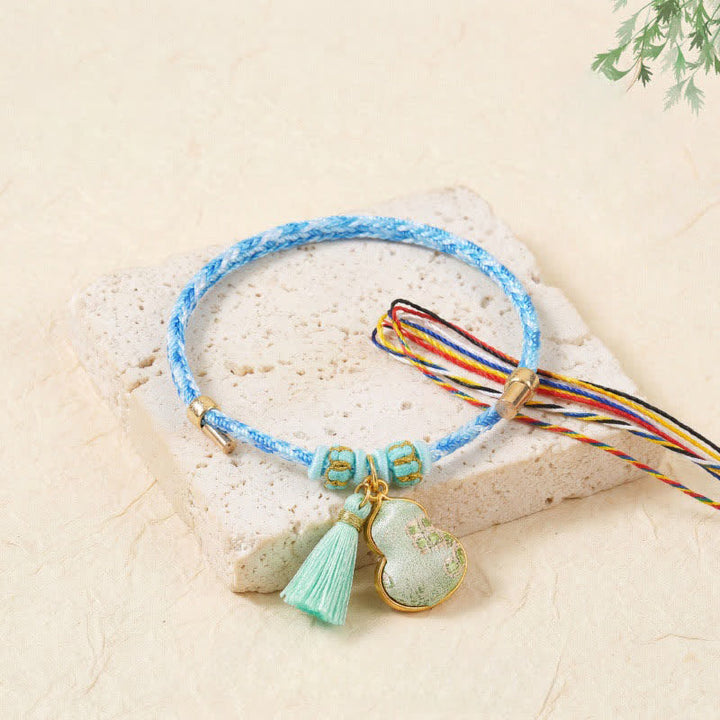 Buddha Stones Vijfkleurige rode koord lied brokaat kalebas Armband - image 2