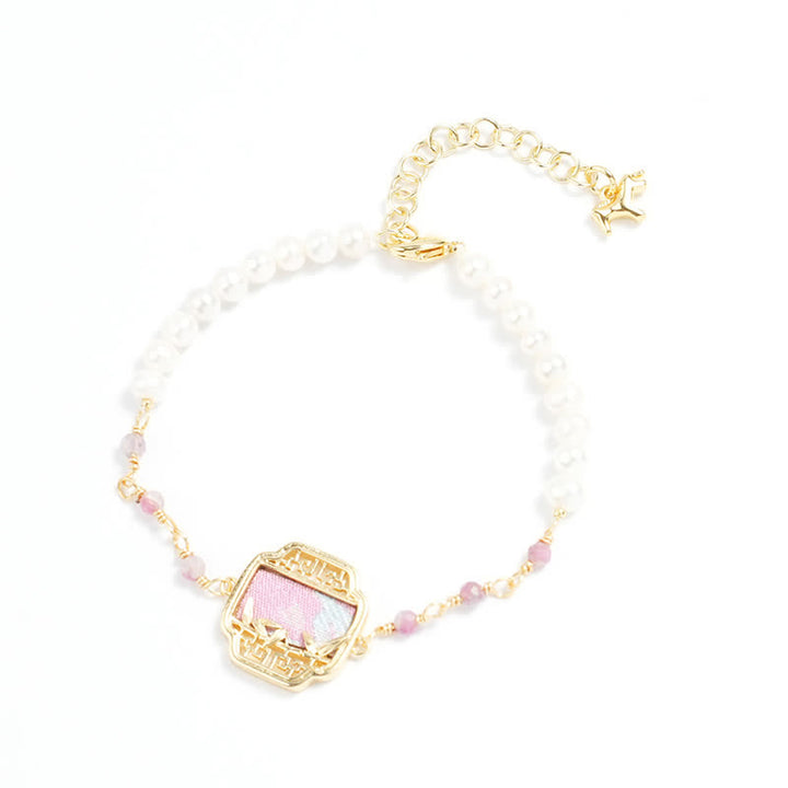 Buddha Stones Parel Zuiverheid Lied Brokaat Bedel Neo Chinese Armband - Song Brocade (zelfde kleurtint – patroon varieert) - image 0