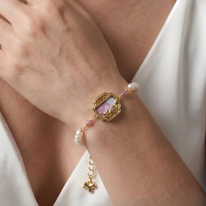 Buddha Stones Parel Zuiverheid Lied Brokaat Bedel Neo Chinese Armband - image 4