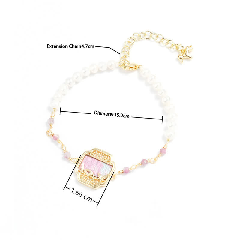 Buddha Stones Parel Zuiverheid Lied Brokaat Bedel Neo Chinese Armband - image 2
