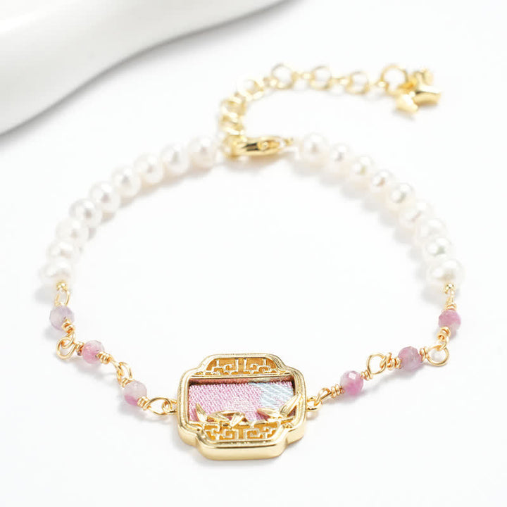 Buddha Stones Parel Zuiverheid Lied Brokaat Bedel Neo Chinese Armband - image 1