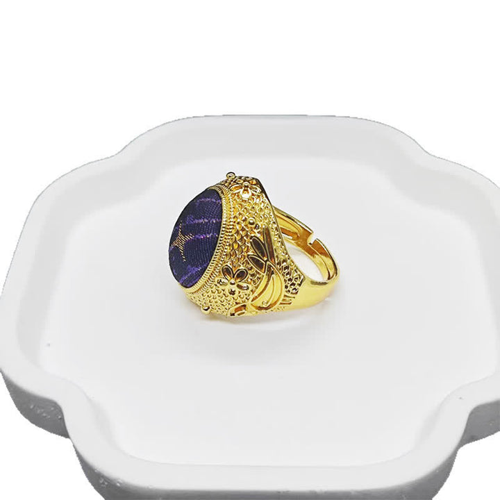 Buddha Stones Song Brocade Prosperity duivenei ovale verstelbare Ring in Chinese stijl - image 4