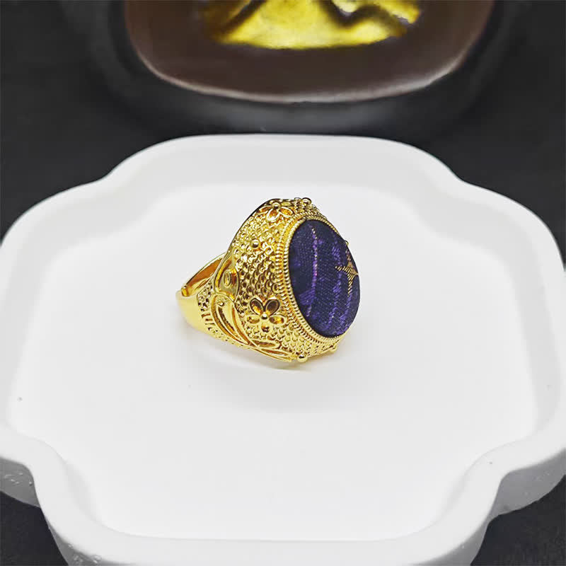 Buddha Stones Song Brocade Prosperity duivenei ovale verstelbare Ring in Chinese stijl - image 3
