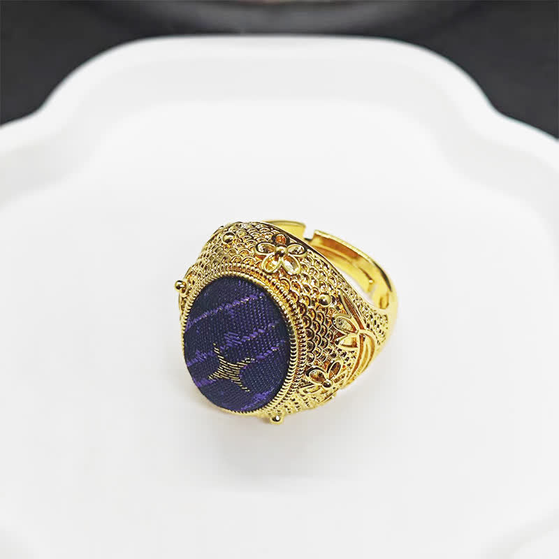 Buddha Stones Song Brocade Prosperity duivenei ovale verstelbare Ring in Chinese stijl - image 1