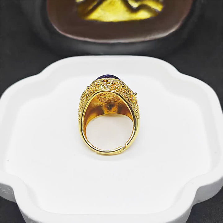 Buddha Stones Song Brocade Prosperity duivenei ovale verstelbare Ring in Chinese stijl - image 6