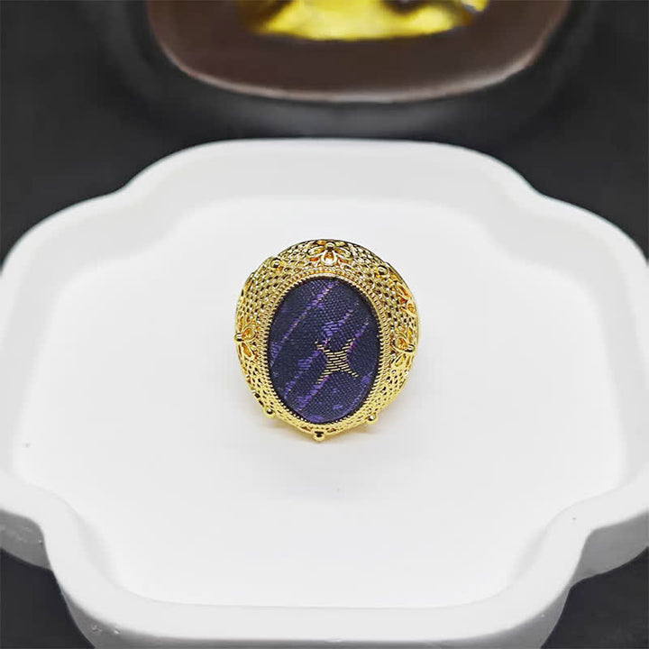 Buddha Stones Song Brocade Prosperity duivenei ovale verstelbare Ring in Chinese stijl - image 2