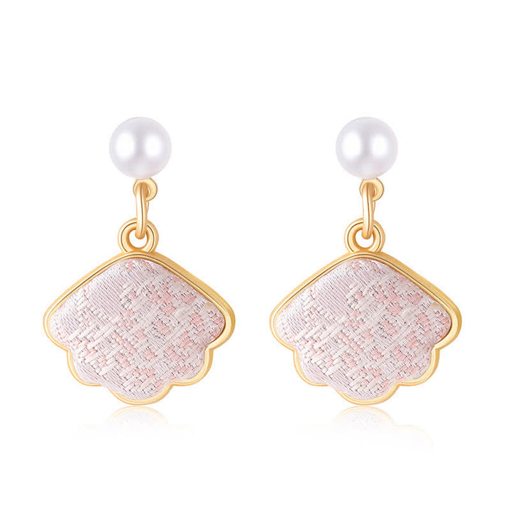 Buddha Stones Parel handgemaakte Song Brocade Waaier elegante Oorbellen - Pruimroze (zelfde kleurtint – patroon kan variëren) - image 7