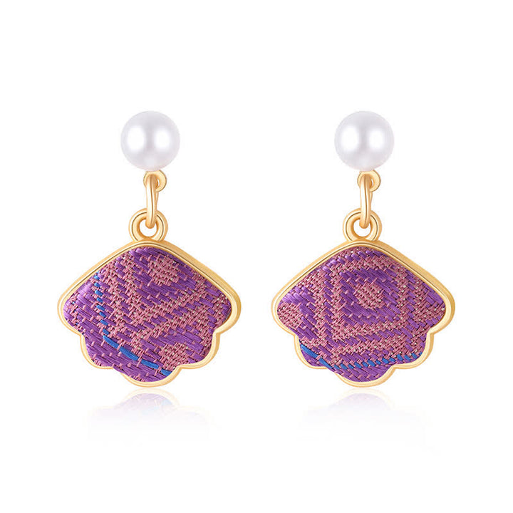 Buddha Stones Parel handgemaakte Song Brocade Waaier elegante Oorbellen - Wisteria paars (zelfde kleurtint – patroon varieert) - image 12