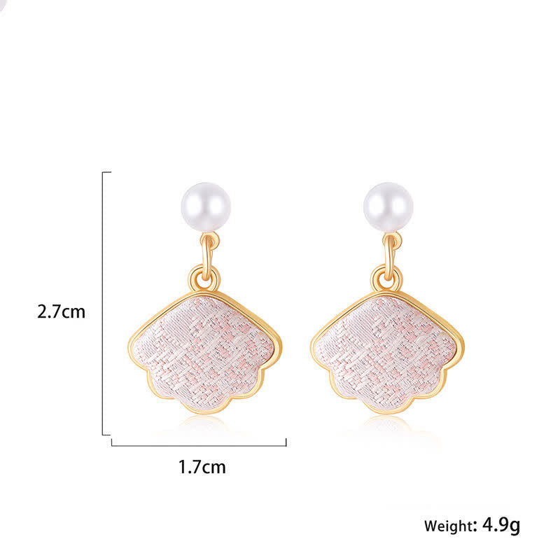 Buddha Stones Parel handgemaakte Song Brocade Waaier elegante Oorbellen - image 9
