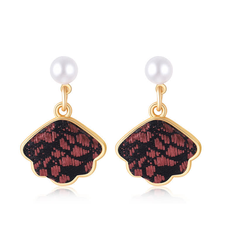 Buddha Stones Parel handgemaakte Song Brocade Waaier elegante Oorbellen - Zwart (zelfde kleurtint – patroon kan variëren) - image 14