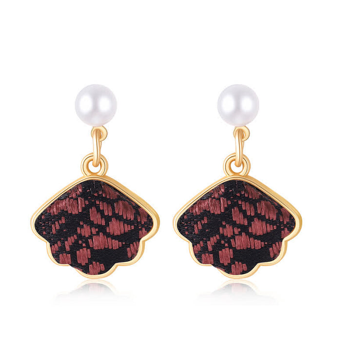 Buddha Stones Parel handgemaakte Song Brocade Waaier elegante Oorbellen - Zwart (zelfde kleurtint – patroon kan variëren) - image 14
