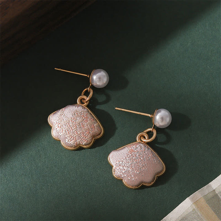 Buddha Stones Parel handgemaakte Song Brocade Waaier elegante Oorbellen - image 8